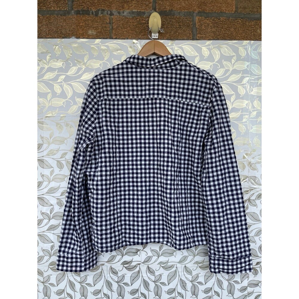 LWN Blue White Gingham 2-Piece Set Top Skirt M Lagenlook Vintage Indie - Picture 8 of 12